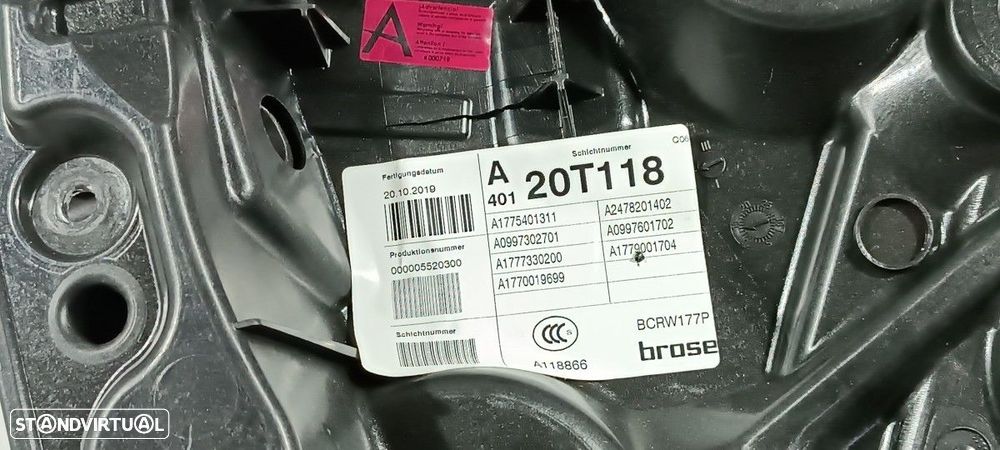 ELEVADOR TRASEIRO ESQUERDO MERCEDES CLASE A (BM 177) A 180 D (177.003) - 3