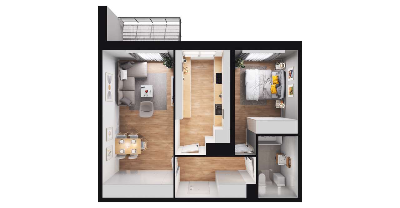 2-pokojowe mieszkanie 53m2 + balkon Bezpośrednio - Pełny obrazek: 2/5