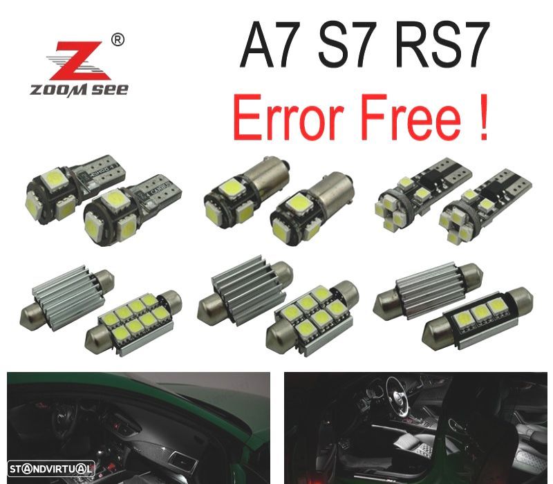KIT COMPLETO DE 18 LÂMPADAS LED INTERIOR PARA AUDI A7 S7 RS7 C7 QUATTRO 2011-2017 - 1