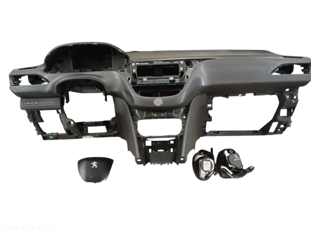 DESKA KONSOLA AIRBAG PASY KOMPLET PEUGEOT 208 I 2008 I KARBON ORYGINAŁ