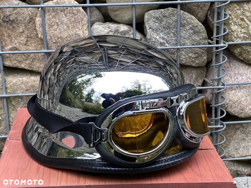 Kask chromowany german + google - 1