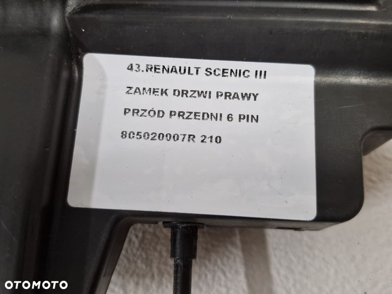 RENAULT SCENIC 3 III ZAMEK DRZWI PRAWY PRZÓD PRZEDNI 6 PIN 805020007R - 5