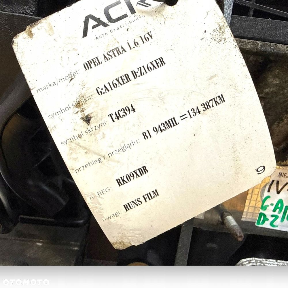 SILNIK Z16XER A16XER Opel Astra IV J III H Zafira B 1.6 16V 115KM 134 387km - 11