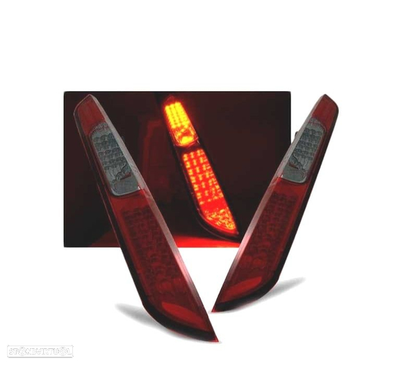 FAROLINS TRASEIROS LED PARA FORD FOCUS MK2 04-08 RED SMOKED VERMELHO FUMADO ESCURECIDO