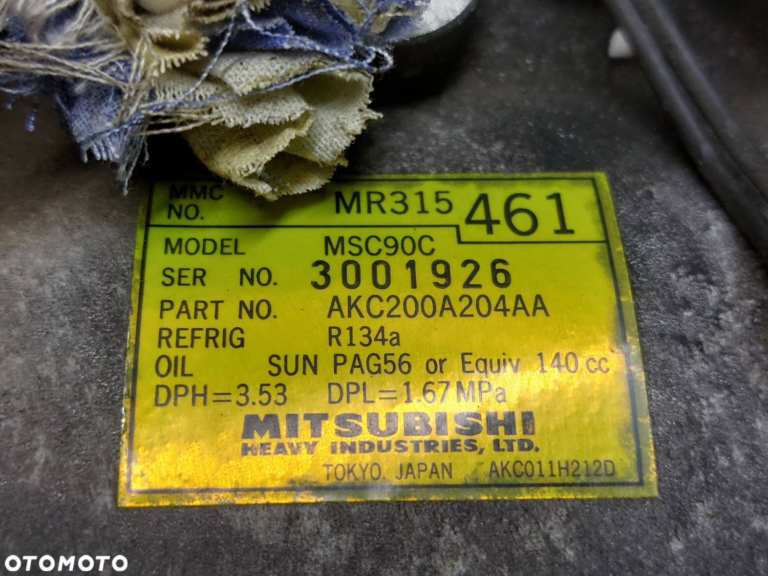 SPRĘŻARKA KOMPRESOR KLIMATYZACJI MITSUBISHI SPACE STAR I 1.8 GDI MR315461 - 2