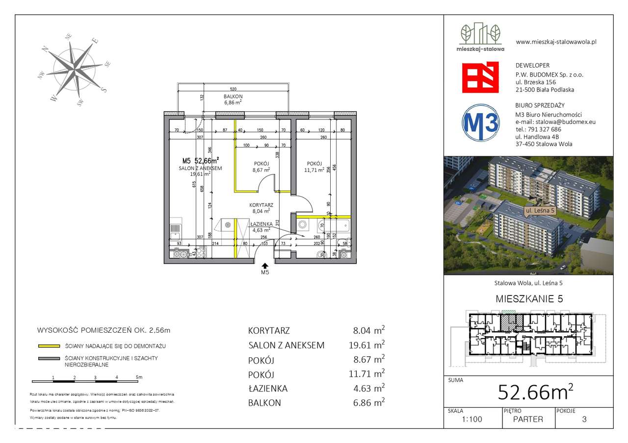 Mieszkaj - Stalowa | Rozkładowe 3 pokoje, parter z dużym balkonem.