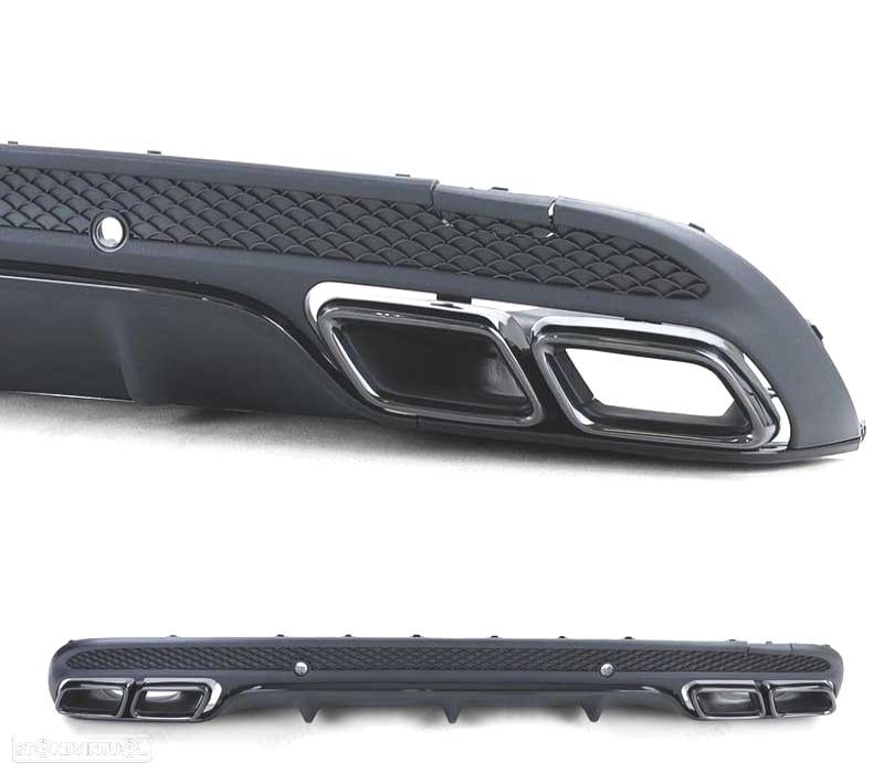 DIFUSOR MERCEDES CLASSE C W205 SEDAN 13-18 LOOK AMG + PONTEIRAS DE ESCAPE PRETAS - 3
