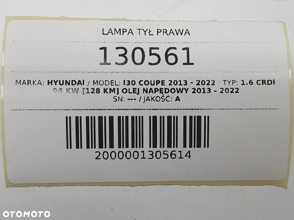 LAMPA TYŁ TYLNA PRAWA W BŁOTNIK HYUNDAI I30 II COUPE EU 92402-A51 - 8