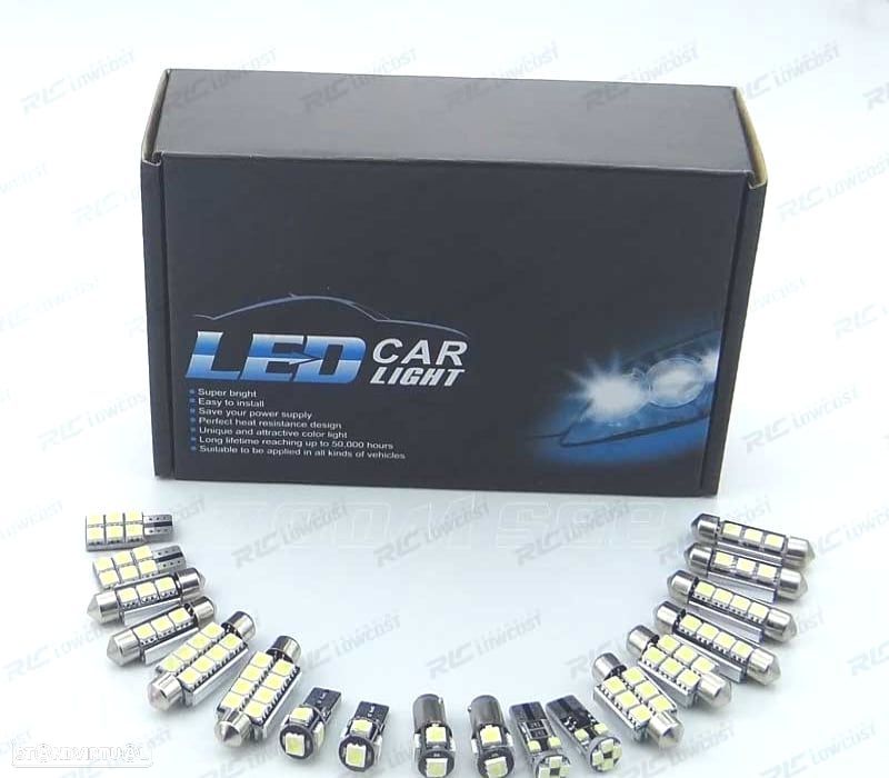 KIT COMPLETO DE 18 LÂMPADAS LED INTERIOR PARA AUDI A4 S4 B6 B7 2002-2008 - 2