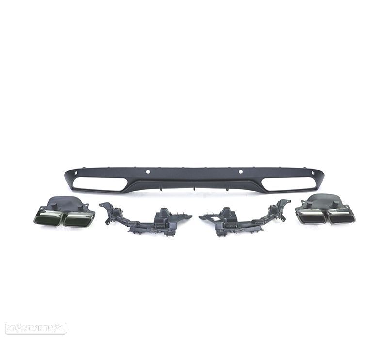 DIFUSOR MERCEDES CLASE C W205 SEDAN 14-18 LOOK AMG PRETO MAT + PONTEIRAS ESCAPE - 2