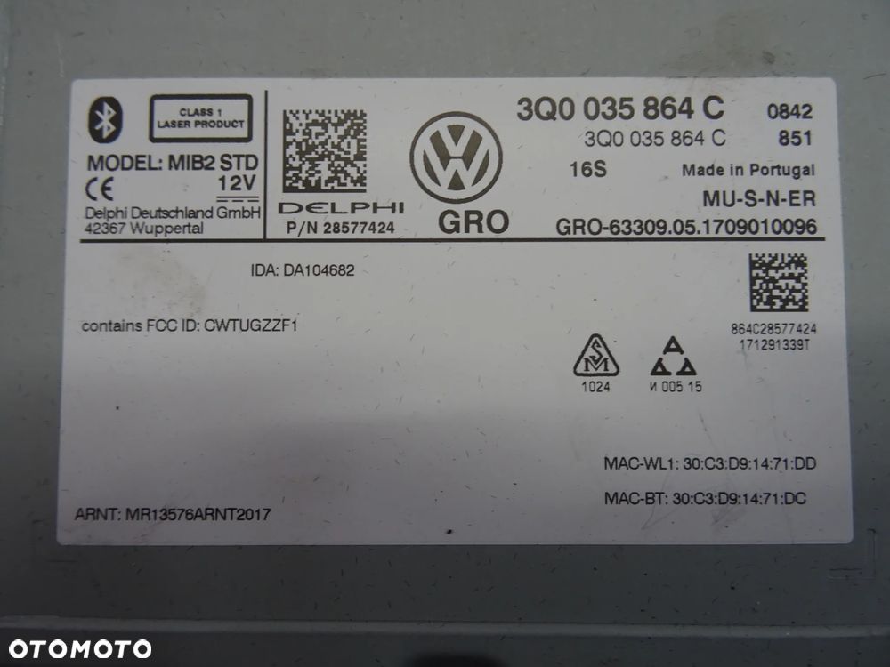 5G6919605B 3Q0035864C ekran MIB2 nawigacja VW Passat B8 Tiguan Golf VII czesci - 6