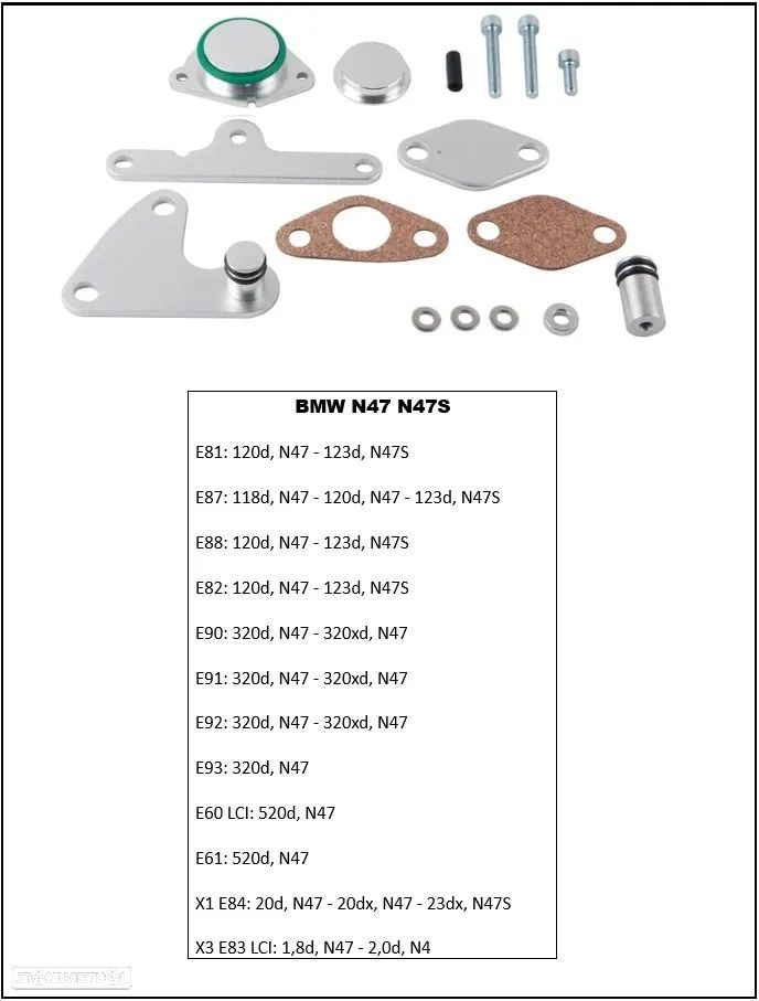 Kit anulação supressão de EGR BMW motores N47 N47S - 2