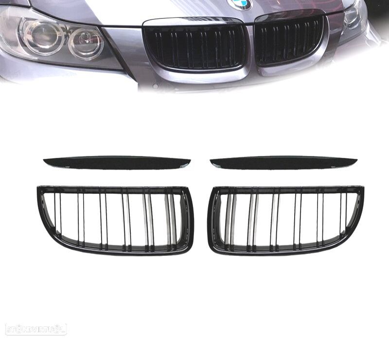 GRELHAS BMW E90 E91 PRE-LCI 05-08 PRETO BRILHANTE - 1