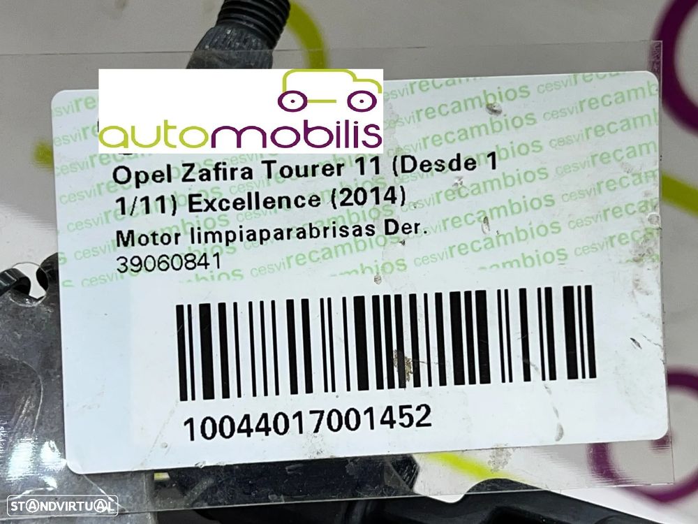 Limpa Vidros Direito OPEL ZAFIRA TOURER C 2.0 CDTi Ref. 39060841 - NO. 340092 - 4