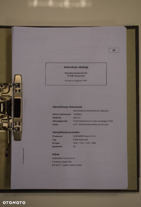 DTR, Instrukcja obsługi Liebherr R 906 - 2