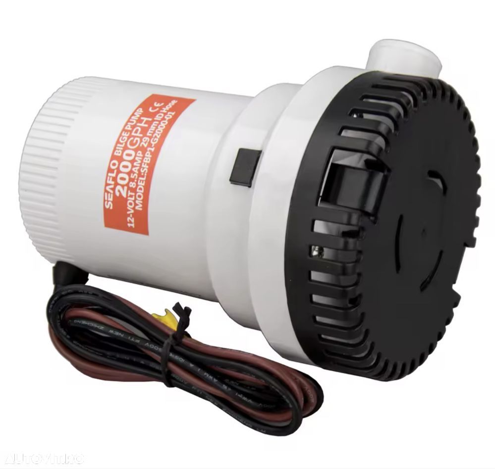 Pompa de apa marina, 2000 GPH 12V 8.5 A 20 ft, 1-1/8" - 3