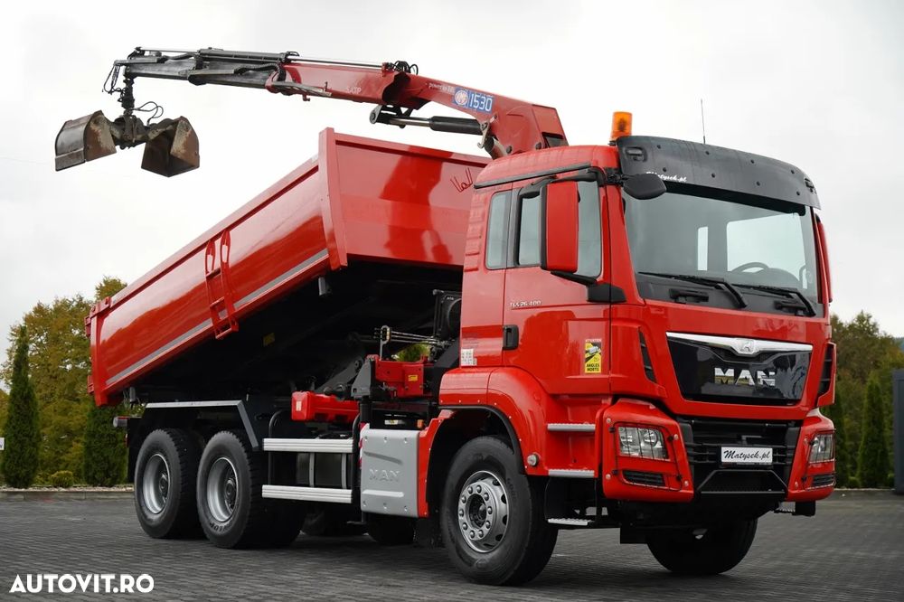 MAN TGS 26.400 / 6x4 / BASCULĂ DUBLĂ + HDS HMF 1530 K2 / HIDRODOXIE LATERALĂ / GRAPPER / TELECOMANDĂ / NAVIGAȚIE / - 5