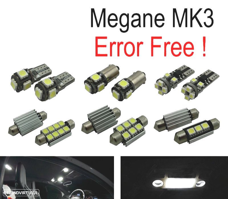 KIT COMPLETO DE 14 LAMPADAS LED INTERIOR PARA RENAULT MEGANE III 3 MK3 HATCHBACK 09-15 - 2