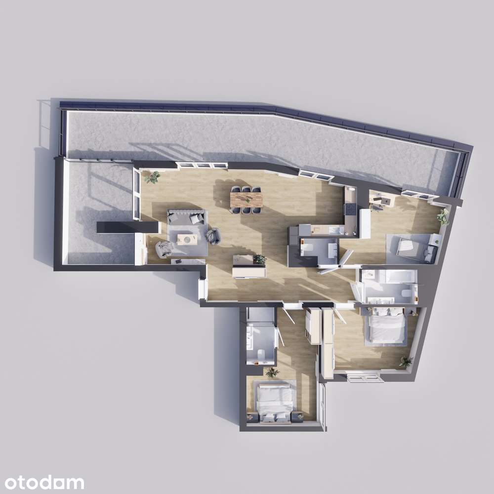 Przestronne mieszkanie z ogrodem zimowym oraz tarasem (55m2) w Centrum