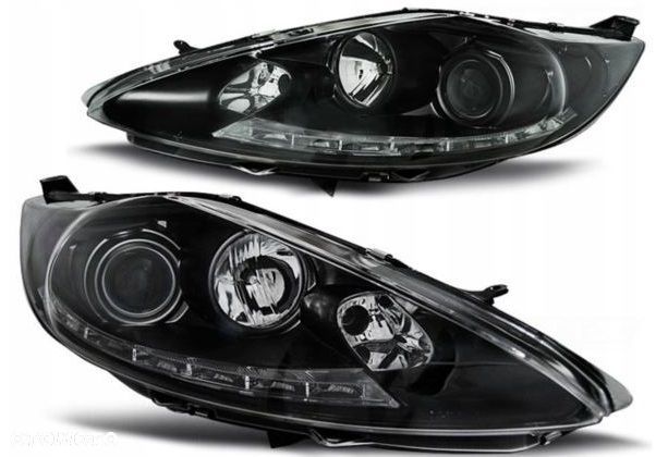 Reflektory Lampa Diody Soczewka Clear Black Czarne Ford Fiesta mk7 2008-13 - 2