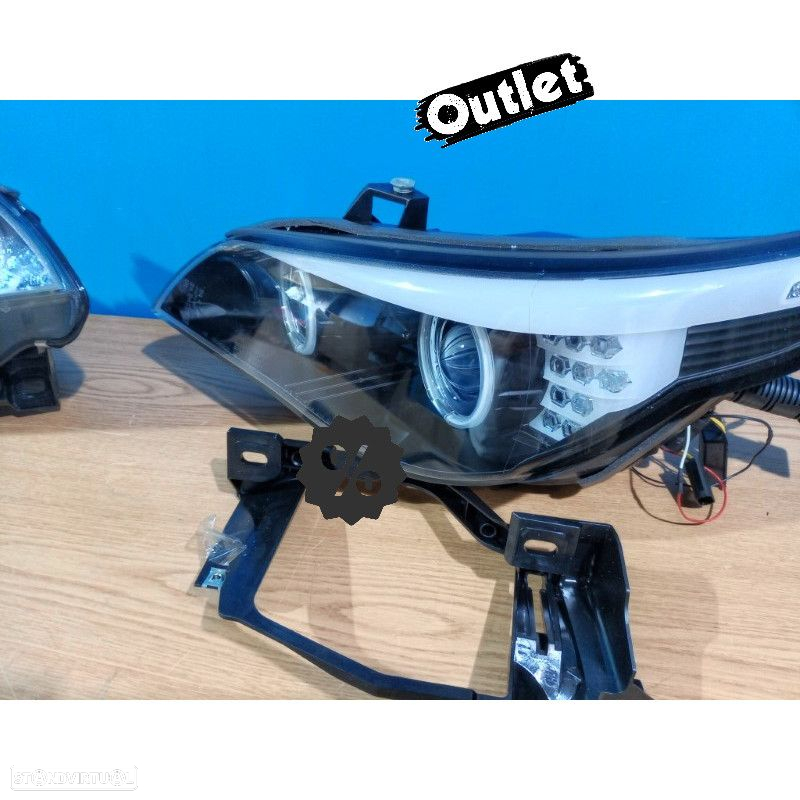 R011319C1 FARÓIS ANGEL EYES CCFL PARA BMW E60 E61 03-07 BLACK PRETO - 4