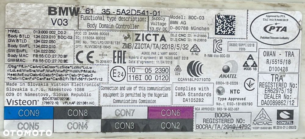 BMW G MODUŁ STEROWNIK KOMFORTU BDC 5A2D541 - 12