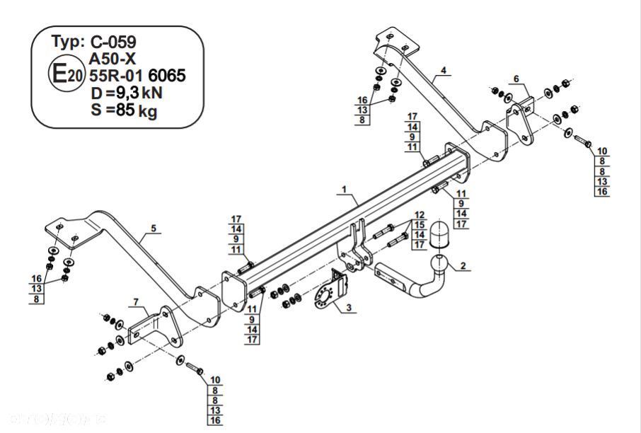 Hak Holowniczy + MODUŁ 7PIN  do Toyota ProaAce City Verso 4753mm od 2019 - 2