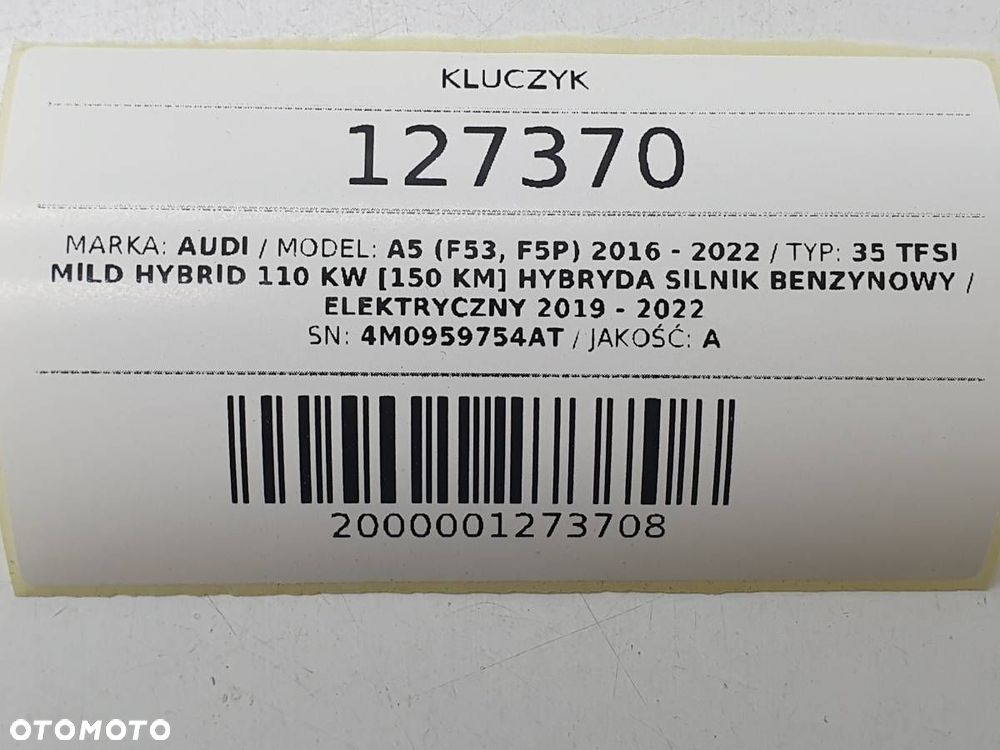 KLUCZYK PILOT 4M0959754AT AUDI A5 F5 2019 A4 B9 Q7 II - 6