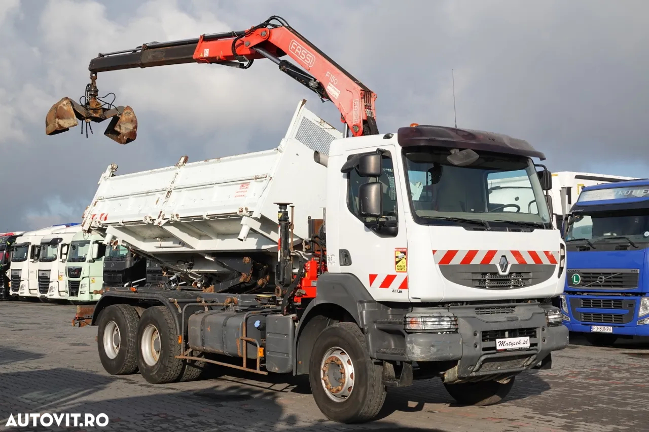 Renault KERAX 410 / 6x4 / BASCULANTE + HDS FASSI F150 / HYDROBURTA / BORDMATIC - 7