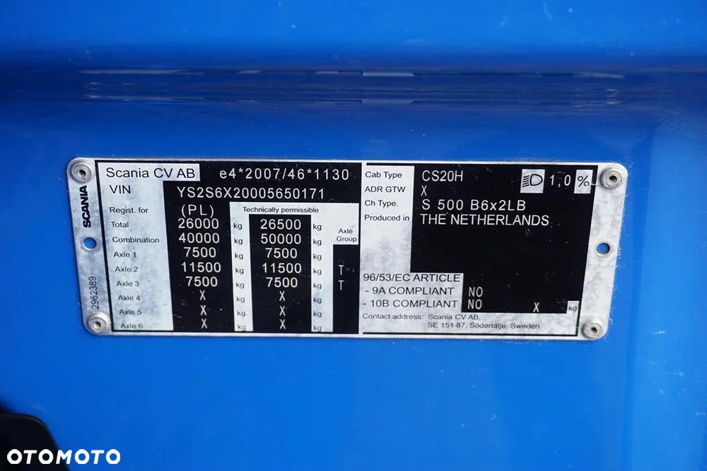 Scania / S 500 / ACC / E 6 / FIRANKA / 20 PALET / DŁ. 8,1 M /  RETARDER - 11