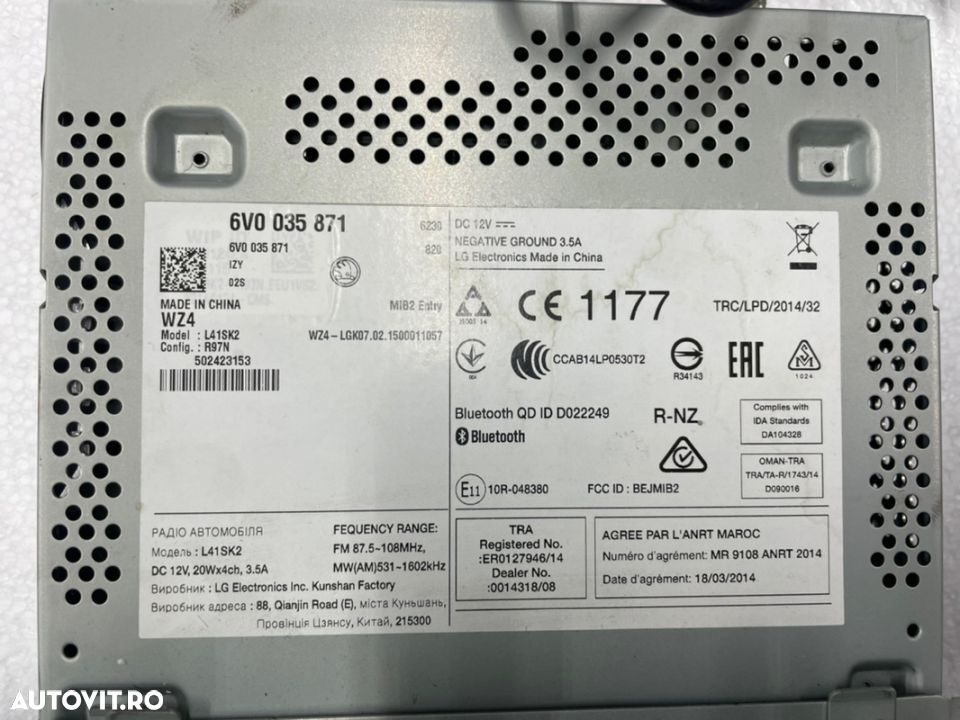Unitate media Skoda Fabia 3 cod 6V0035871 an 2015-2020 cu Bluetooth si slot de card - 4