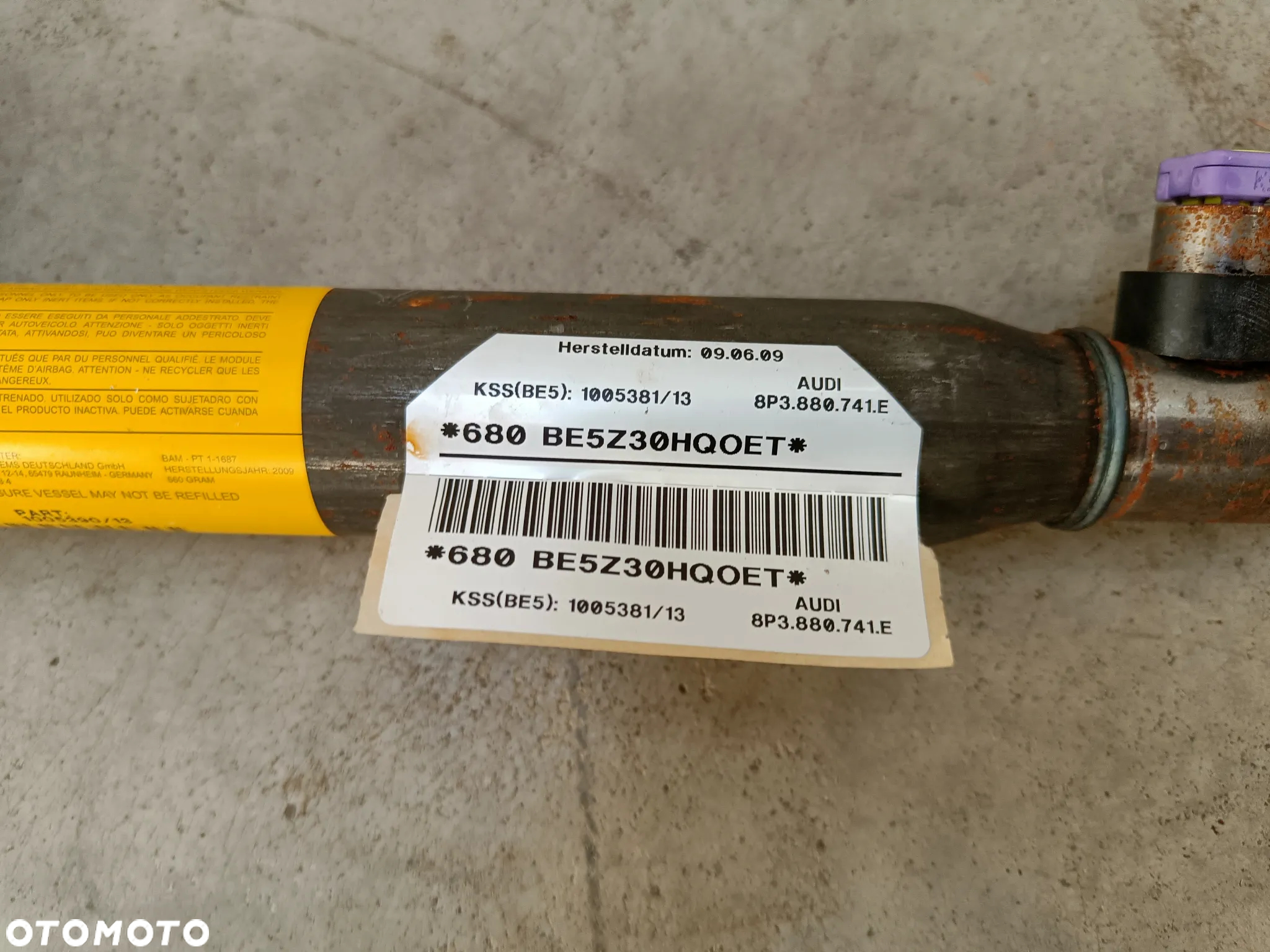 Kurtyna Powietrzna Audi A3 8P 3D Airbag Lewa Lewy 8P3880741E - 3