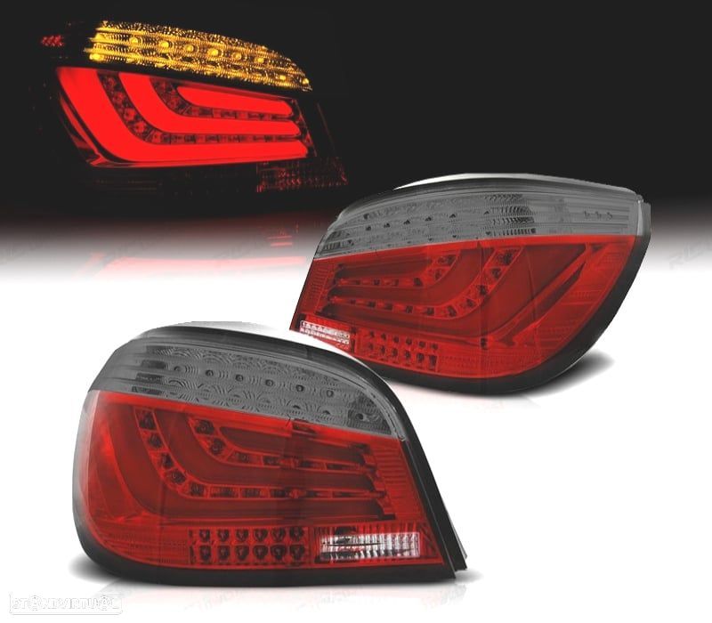 FAROLINS TRASEIROS BMW E60 LCI 07-10 LED VERMELHO CINZA - 1