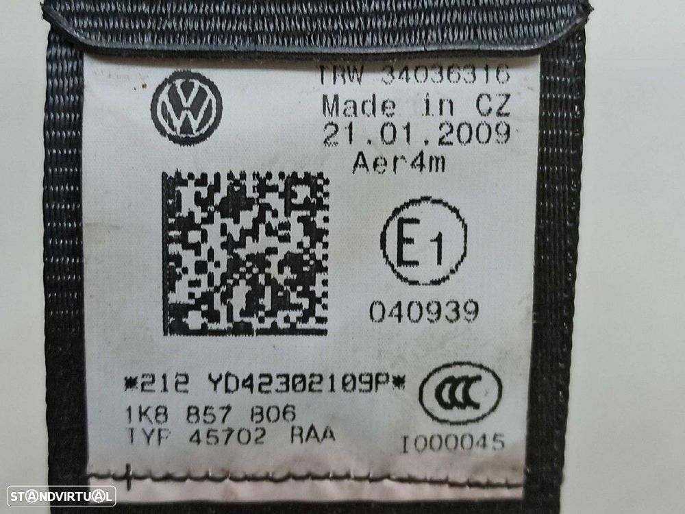 CINTO DE SEGURANÇA TRASEIRO DIREITO VOLKSWAGEN SCIROCCO (137) 2.0 TSI (147KW) - 3