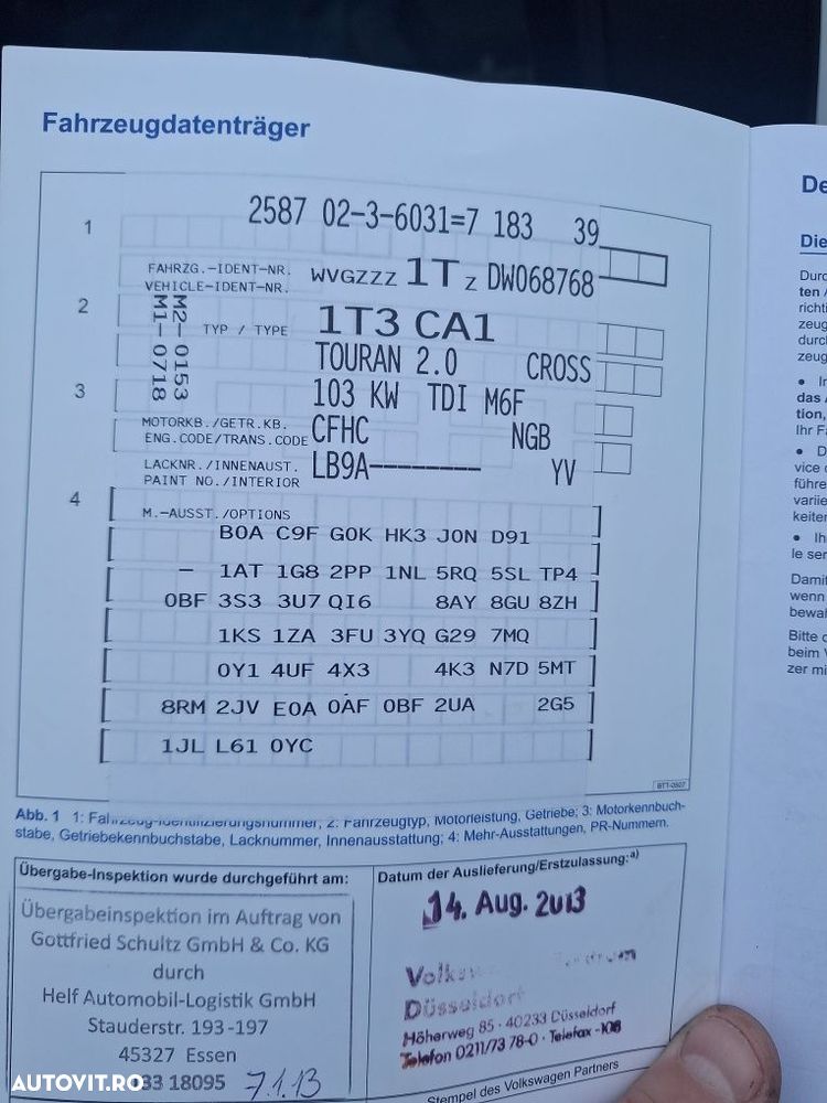 Dezmembrez VW Touran Cross motor 2.0 tdi CFHC cod culoare LB9A - 8