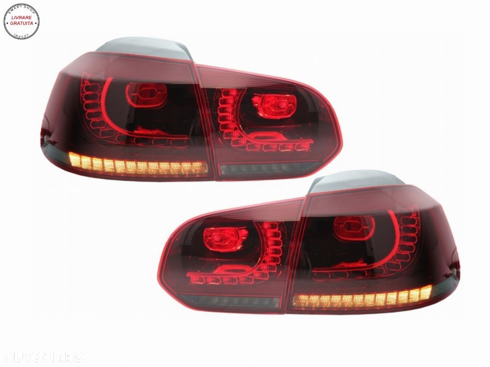 Bara Spate si Stopuri Full LED Rosu Fumuriu VW Golf 6 VI (2008-2013) R20 Look- livrare gratuita - 7