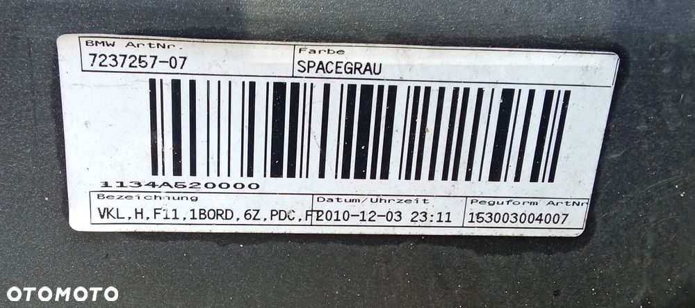 Zderzak tył BMW 5 F11 10-14r. Kombi spacegrau PDC - 6