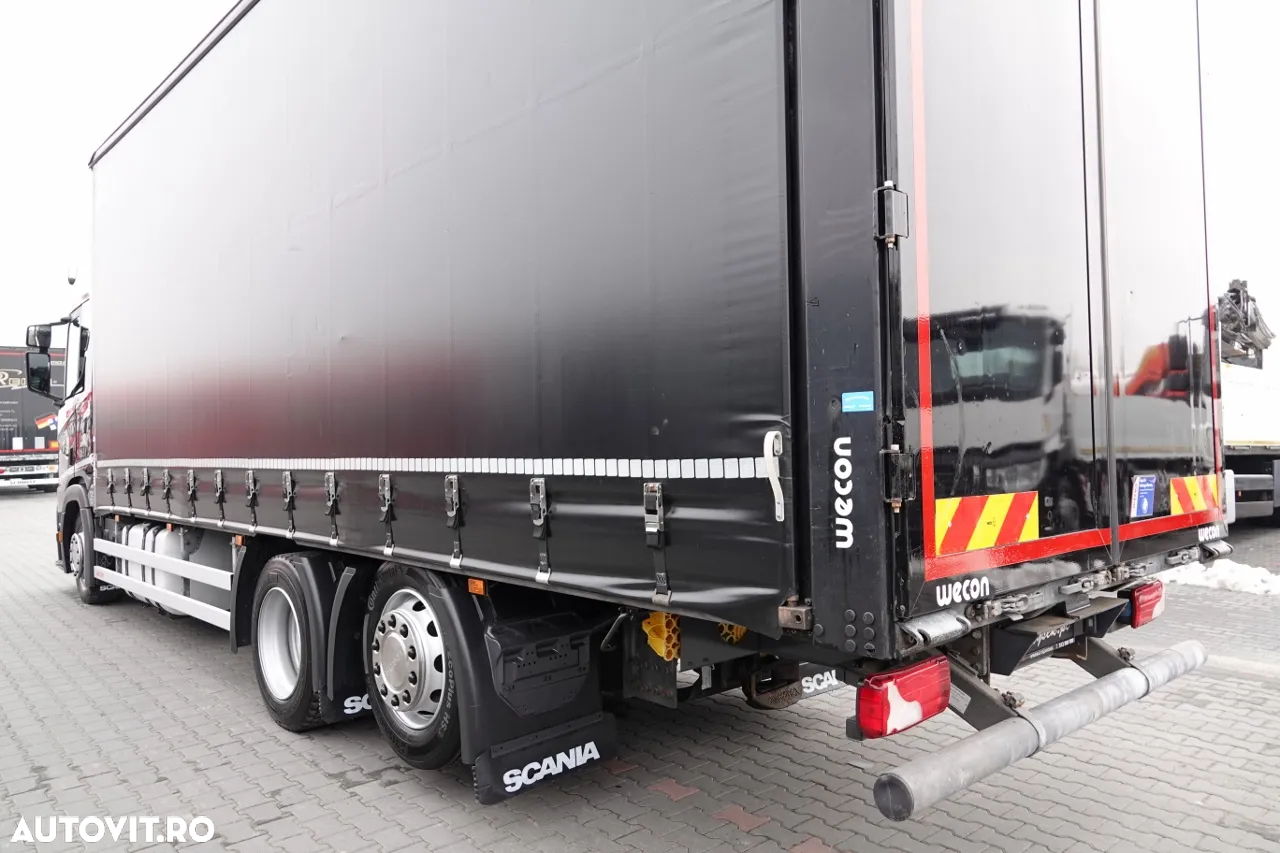 Scania R 410 / 6x2 / PERDEA - 7,8 m / SOLO / ACOPERȘ RIALAT / CONTRACTUL DE SERVICE - 9
