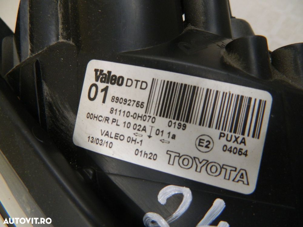 Far dreapta Toyota Aygo Halogen, 2005, 2006, 2007, 2008, 2009, 2010, 2011, 2012, cod origine  81110-OH070. - 5