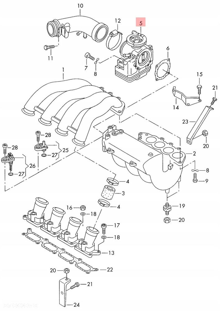 przepustnica audi a4 b5 1.8 t 058133063 - 2