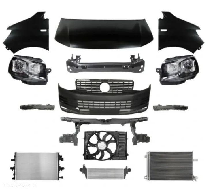 VW T6 TRANSPORTER 15- KOMPLETNY PRZÓD W DOWOLNY KOLOR:  PRZÓD MASKA BŁOTNIK ZDERZAK LAMPA - 1