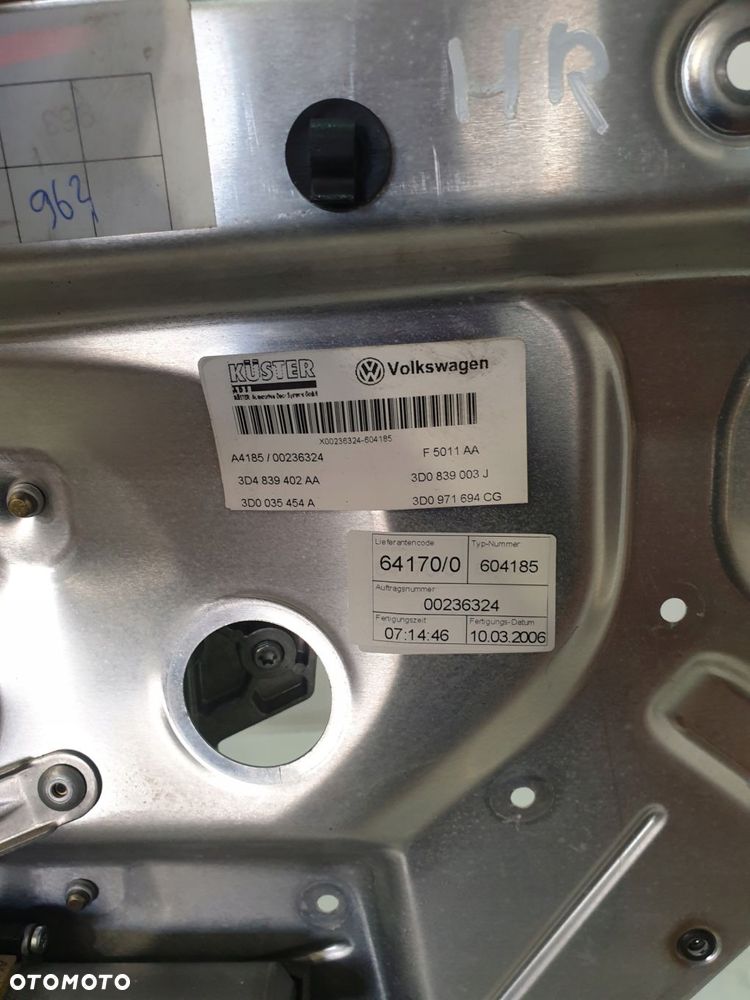 mechanizm szyby prawy tył 3d4839755af phaeton 3d2 3.0tdi 06r - 3