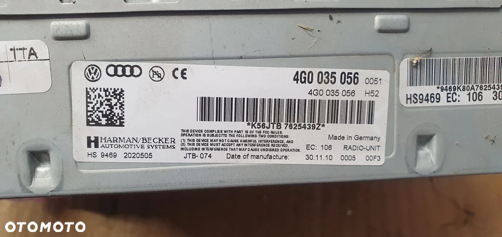 Moduł tuner radia HARMAN BECKER Audi A6 C6 Lift 4G0035056 - 5