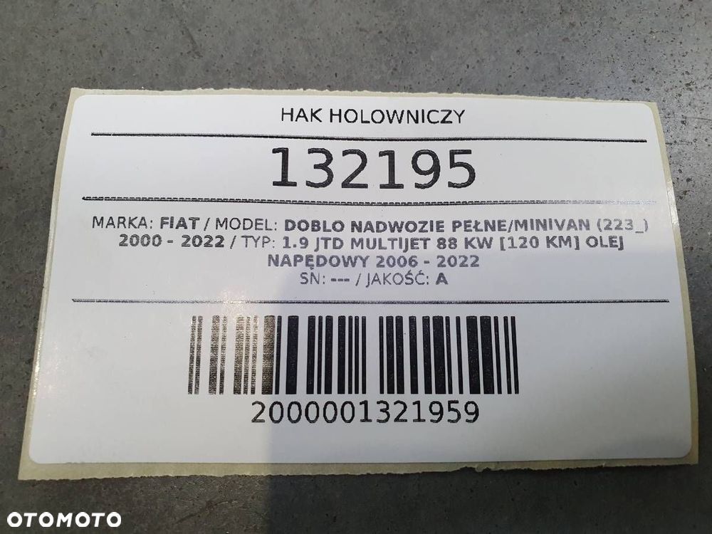 HAK HOLOWNICZY BELKA STEINHOF FIAT DOBLO I LIFT FL - 7