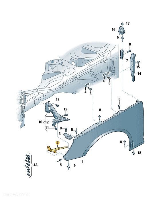 ŚLIZG BŁOTNIKA LEWY PRZÓD AUDI A4 8W0821091 - 2
