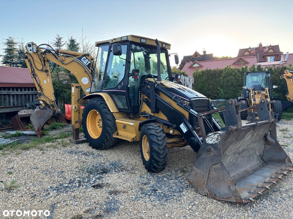 Caterpillar CAT 428D 2005r 4x4 koparko ładowarka teleskop widły rekin - 1