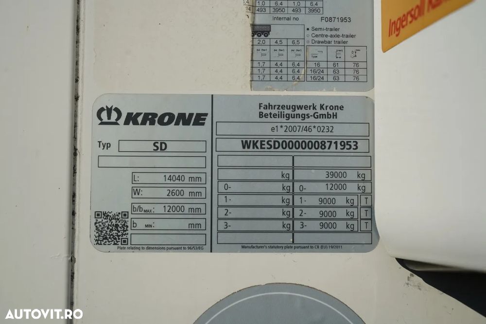 Krone CAMION FRIGORIFER KRONE / THERMO KING SLX 300 / PUNȚĂ RIDICATĂ - 21