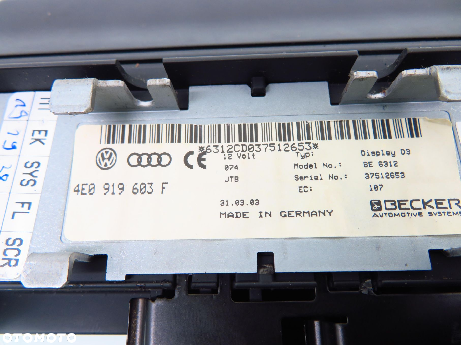 WYŚWIETLACZ MMI  AUDI A8 D3 4E0919603F - 9