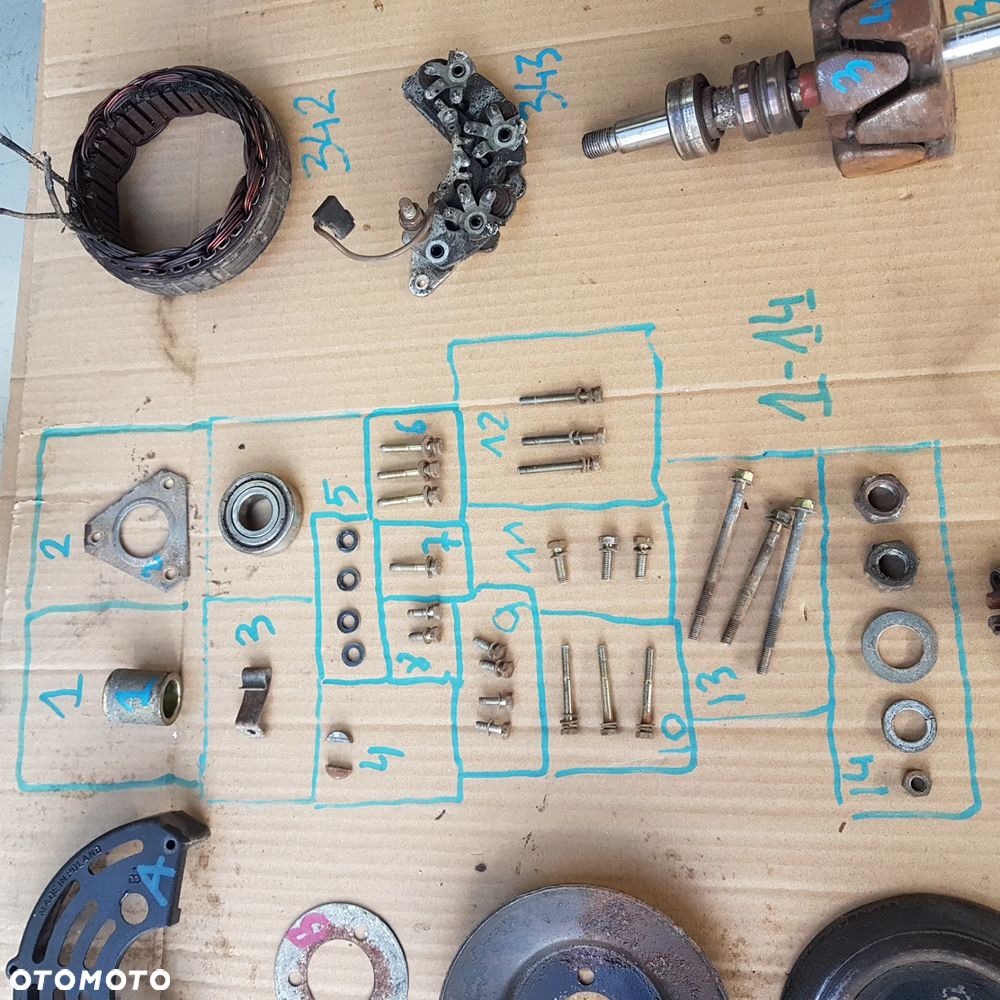 obudowa korpus mocowanie cewka diody wirnik szczotki z alternator fiat 126p maluch st fl el - 15