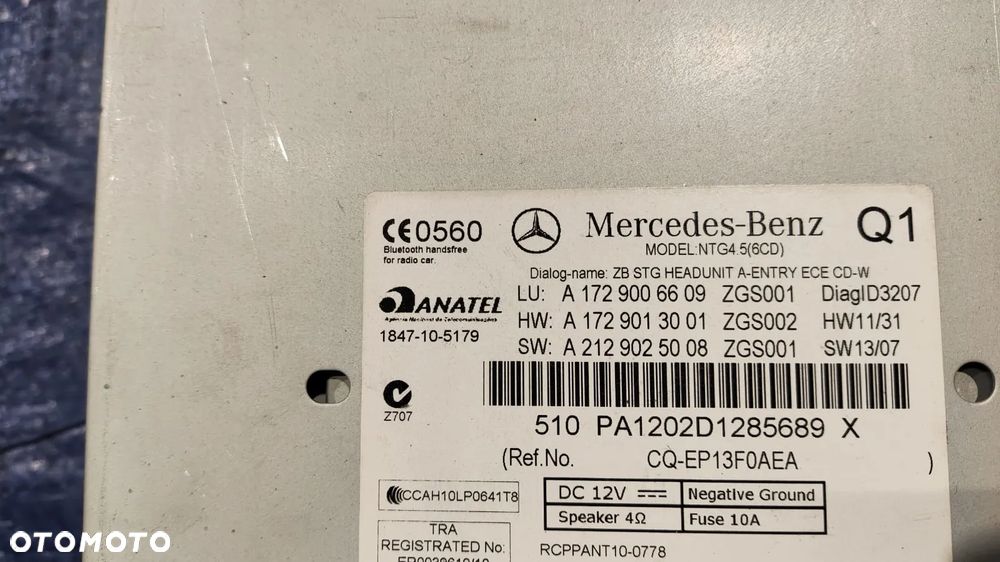 RADIO NAWIGACJA NAVI 6CD NTG4.5 A1729006609 A1729013001 A2129025008 A1729051000 MERCEDES SLC SLK R172 W172 - 3